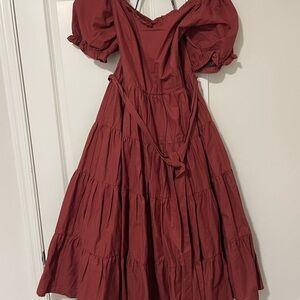 Elegant Red/Brown Off-Shoulder Dress